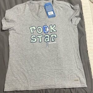 Life is good women’s shirt rock star heather gray v neck